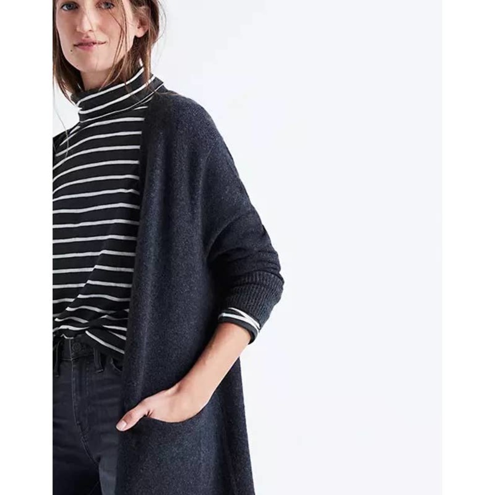Madewell Fireside Gray Long Wool Cardigan Sweater